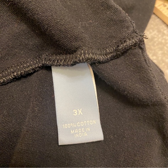 Liz & Me Womens Shirt 3X 26/28W Black Embroidered Floral Short Sleeve Stretch - Picture 5 of 6